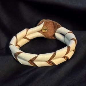 Vintage woven white leather bracelet